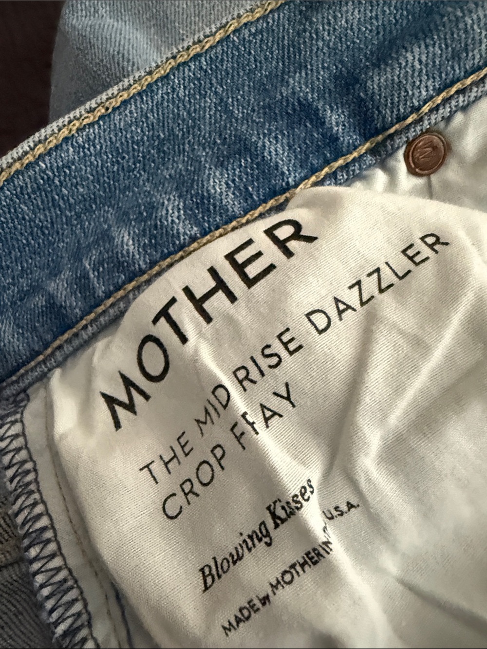 MOTHER mid rise dazzler crop fray. Light Blue Straight-Leg Jeans with Frayed Hem - Picture 8 of 8